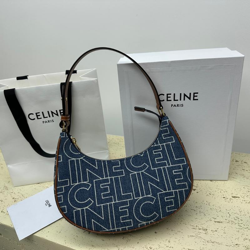 Celine Shoulder Handbag 193952 Jacquard lettering blue